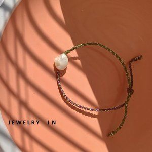 New women's hand braided rope freshwater pearl bracelet